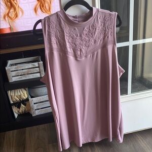 Embroidered Sleeveless Pink Top